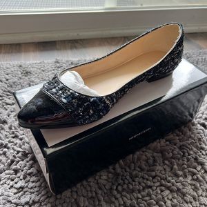 Nine West Black and Navy Tweed Flats Women’s Side 8.5